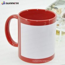 Sunmeta 11oz red sublimation mug with white patch